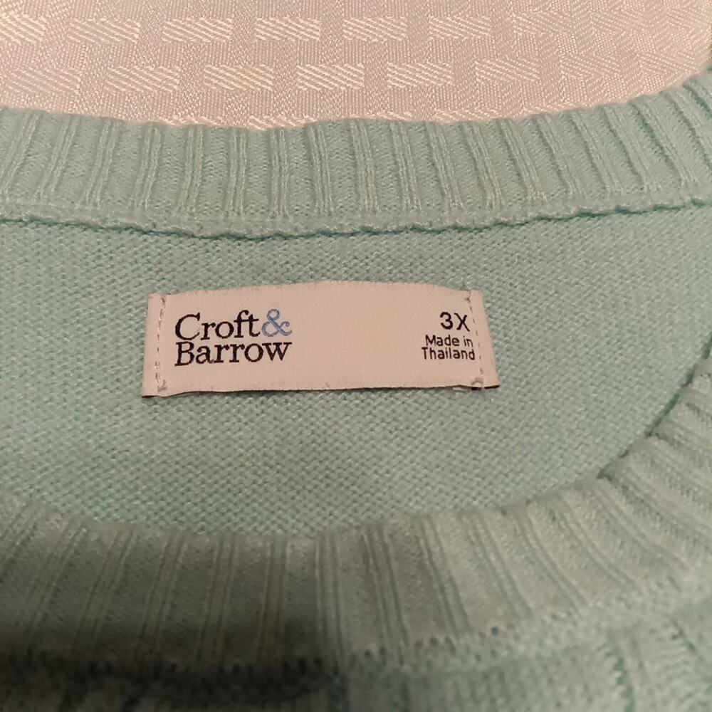 Croft & Barrow Women's Blue Extra Soft Cabled Crew Neck Sweater Size 3X - Picture 3 of 6